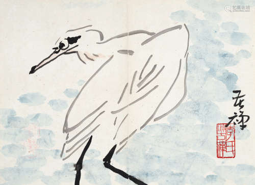 李苦禅（1899～1983） 白鹭 镜心 设色纸本