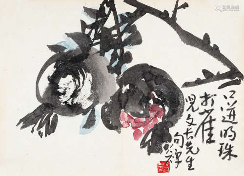 李苦禅（1899～1983） 石榴 镜心 设色纸本