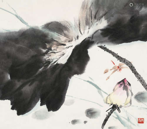 王雪涛（1903～1982） 荷花蜻蜓 镜心 设色纸本
