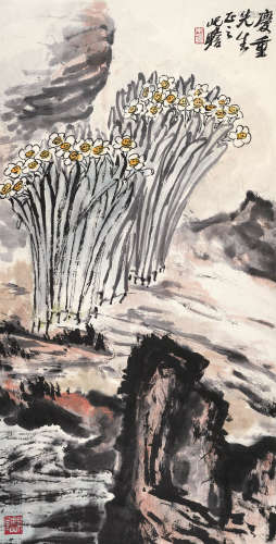 朱屺瞻（1892～1996） 群仙祝寿 立轴 设色纸本