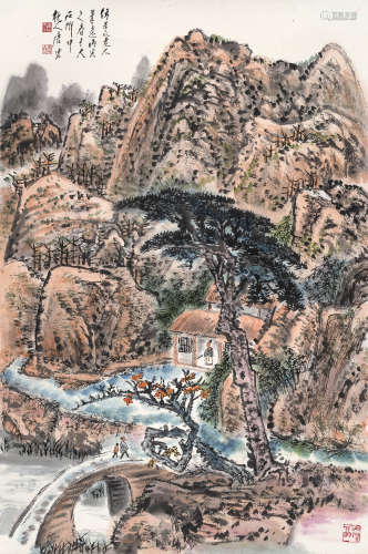 唐云（1910～1993） 仿石涛山水 立轴 设色纸本