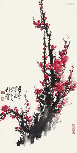 王成喜（b.1940） 红梅 立轴 设色纸本