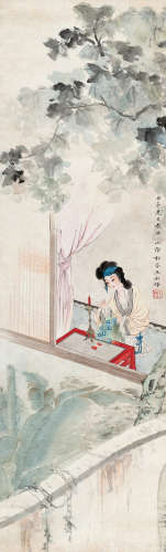 王叔晖（1912～1985） 补衣图 立轴 设色纸本