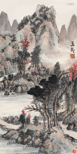 宋美龄（1898～2003） 秋山远眺 立轴 设色纸本