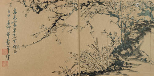董寿平（1904～1997） 双清图 镜心 水墨纸本