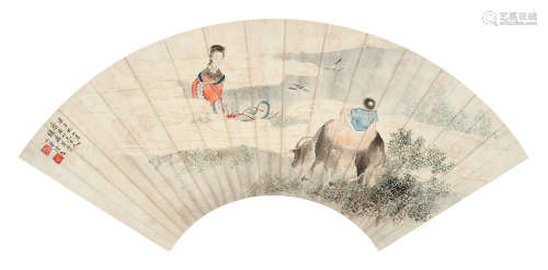 陆小曼（1903～1965） 牛郎织女 镜心 设色纸本
