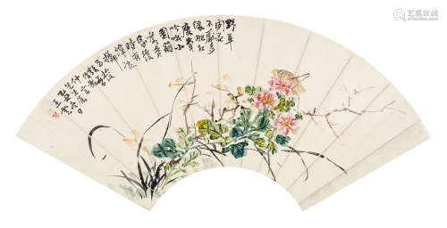 王梦白（1888～1934） 野草蝈蝈 镜心 设色纸本