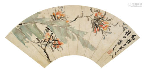 吴让之（1799～1870） 前枝花卉 镜心 设色纸本