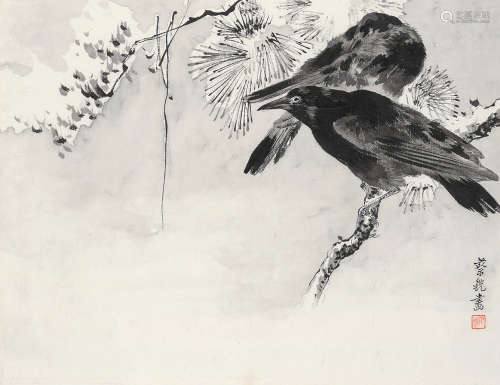 蔡铣（1897～1960） 雪景花鸟 镜心 水墨纸本