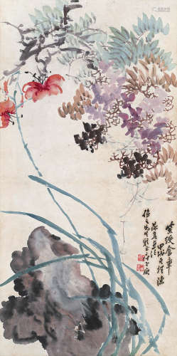 丁二仲（1868～1935） 紫绶金章 立轴 设色纸本