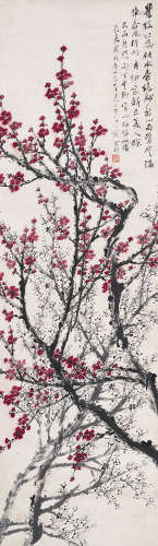 金心兰（1841～1909） 红梅 立轴 设色纸本