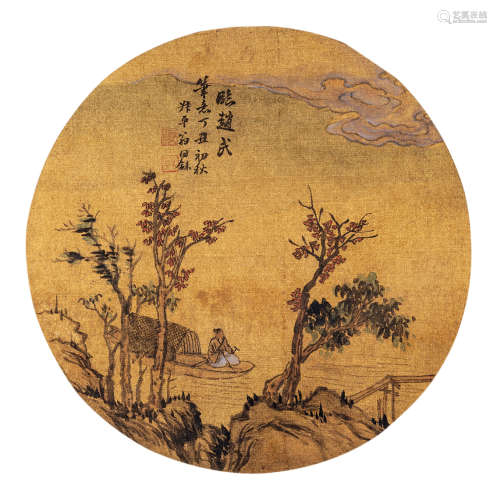 翁同龢（1830～1904） 临赵氏笔意 镜心 设色绢本