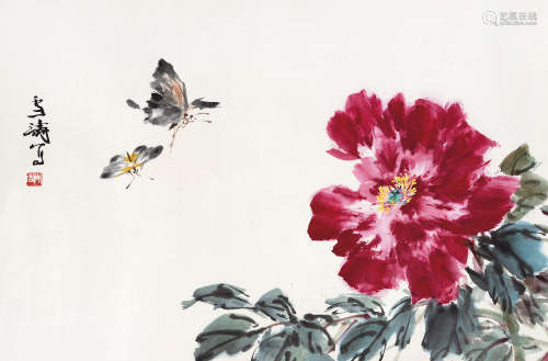 王雪涛（1903～1982） 牡丹蝴蝶 镜心 设色纸本