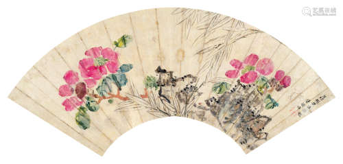 陈师曾（1876～1923） 山茶墨竹 镜心 设色纸本