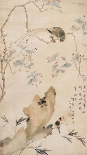 华嵒（1682～1756） 修羽临风 立轴 设色纸本