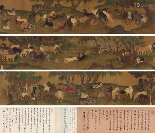 张穆（1607～1683） 百骏图 手卷 设色绢本