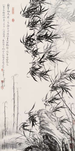 卢坤峰（b.1934） 兰竹 立轴 水墨纸本