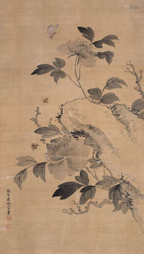 婉容（1906～1946） 蝶恋花 立轴 设色绢本