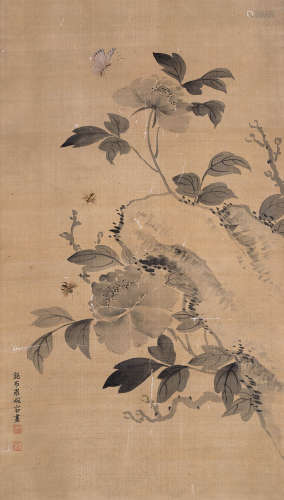 婉容（1906～1946） 蝶恋花 立轴 设色绢本