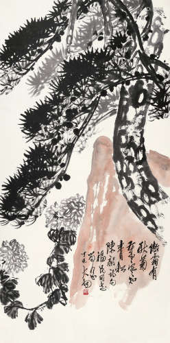 陈大羽（1912～2001） 傲霜有秋菊 立轴 设色纸本