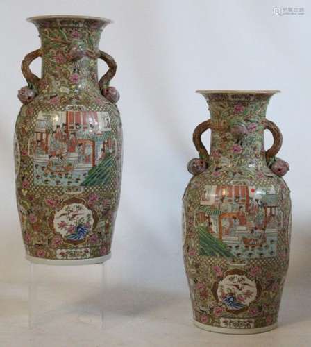 CANTON vers 1960 Paire de grands vases balustres e…