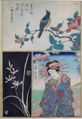 Période EDO Femme et oiseau branché Estampe YOSHIH…