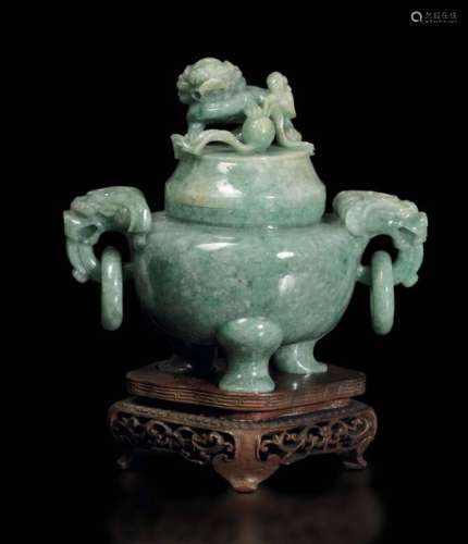 A Tripod Censer In Jadeite, Ch…