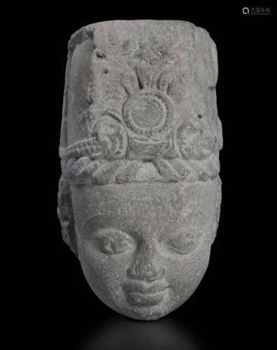 A Stone Head Of Hindu God, Ind…