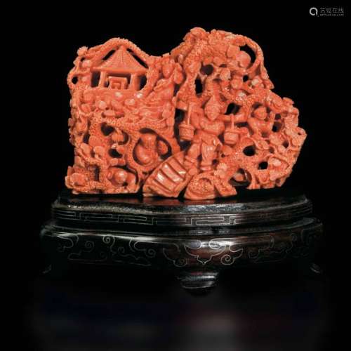 A Group Carved In Coral, China…