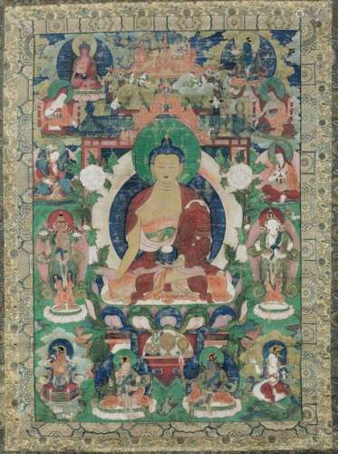 A Thangka On Silk, Tibet, 1800…
