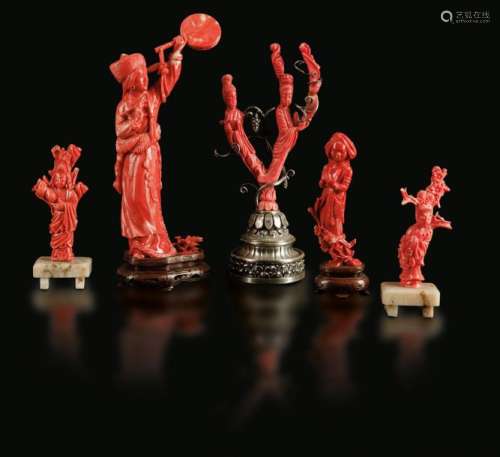 Five Coral Sculptures, China, …