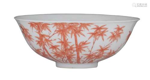 A Chinese iron red bowl, decorated with a still li…