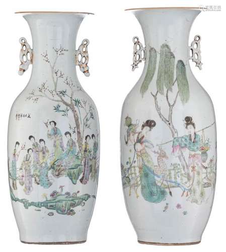 Two Chinese polychrome decorated vases, one decora…