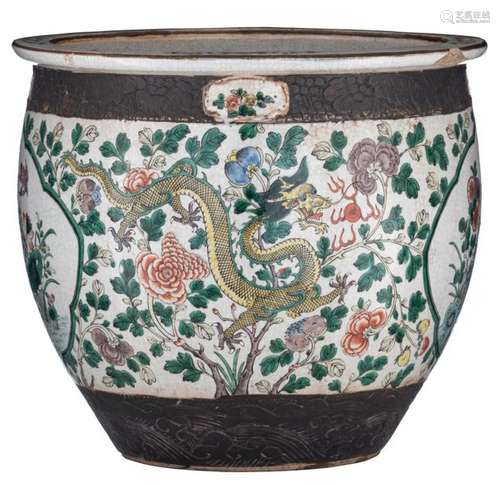 A Chinese crackle glazed Nanking ware jardinière, …