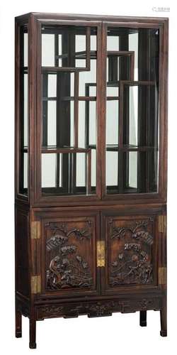 A Chinese exotic hardwood display cabinet, the bac…