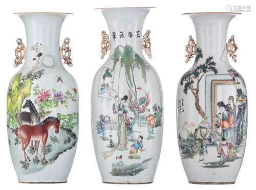 Three Chinese Qianjiang cai and polychrome decorat…