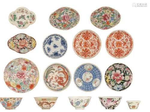 Three sets of Chinese famille rose, polychrome and…