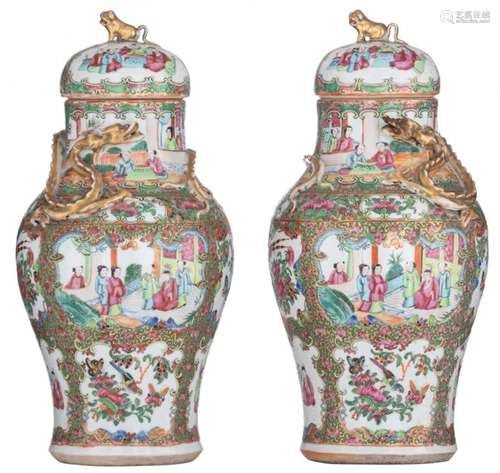 Two Chinese Canton famille rose covered vases, all…