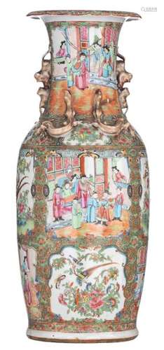 A Chinese Canton vase, decorated with birds, butte…