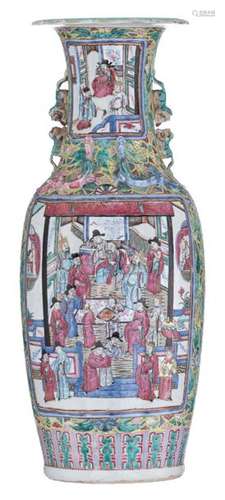 A Chinese famille rose vase, the panels decorated …