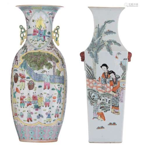 A Chinese Qianjiang cai fanghu vase with double de…