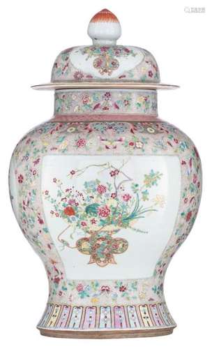 A Chinese famille rose covered vase, the roundels …