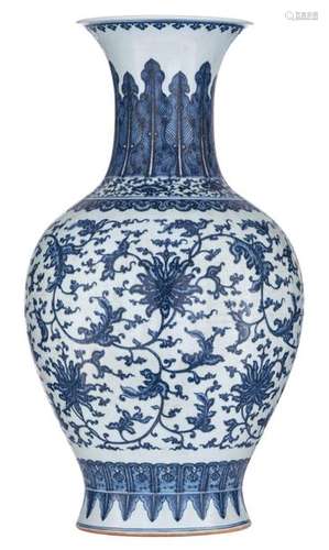 A large Chinese blue and white baluster vase, the …