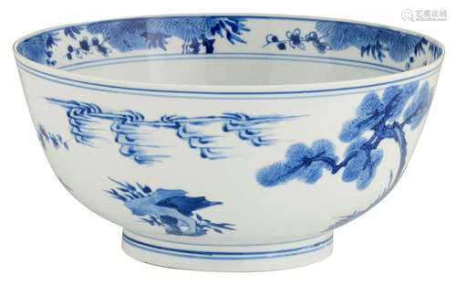 A Chinese blue and white bowl, decorated with stil…