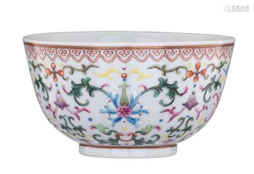 A Chinese famille rose 'Scrolling Lotus' bowl, wit…