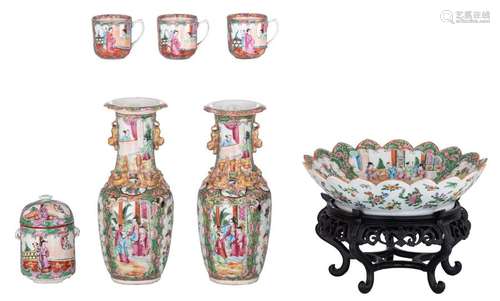 Two Chinese famille rose Canton vases and a ditto …