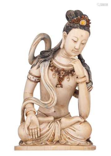 A rare Chinese high quality sculpted ivory sitting…