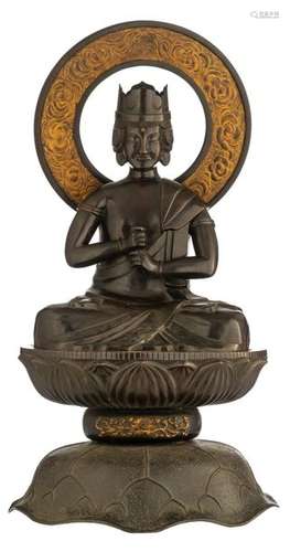 A Japanese Edo style seated spelter Buddha, on a l…