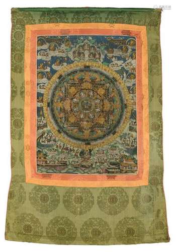 A framed Nepalese thangka on paper, 19th/20thC, 10…