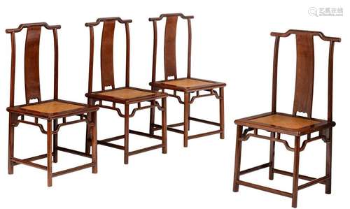 A fine set of four Chinese rosewood yoke back chai…